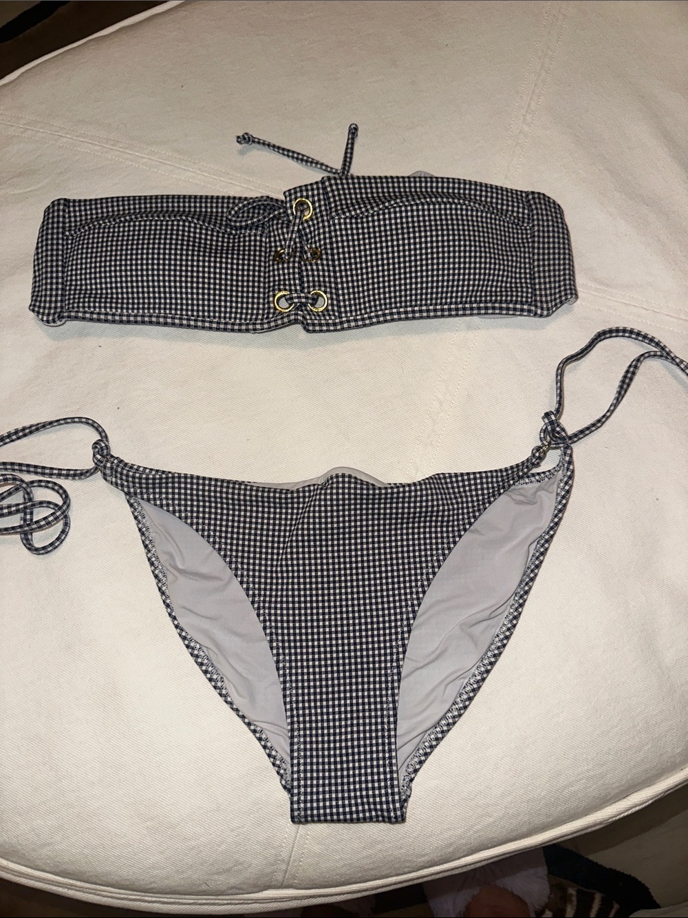 Melissa Odabash Black and White Gingham Bandeau Bikini
